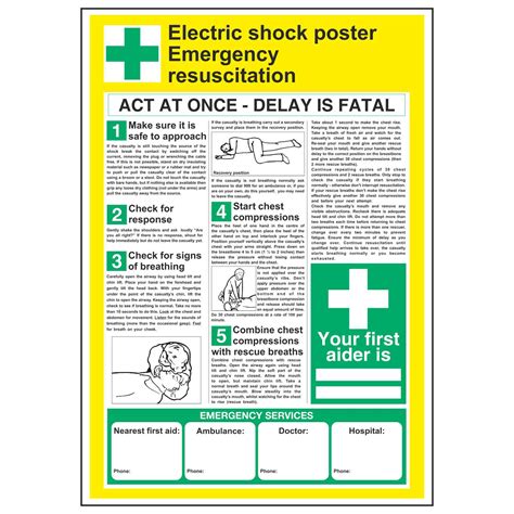 Electric Shock Poster Emergency Resuscitation Poster Linden Signs