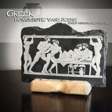 Gay Greek Homoerotic Scene Small Ancient Athens Homosexual Sex Love Black Slate Ebay