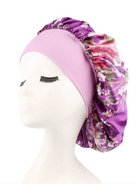 Cathery New Elegant Women Silk Night Sleep Cap Hair Bonnet Hat Head Cover Satin Wide Adjust