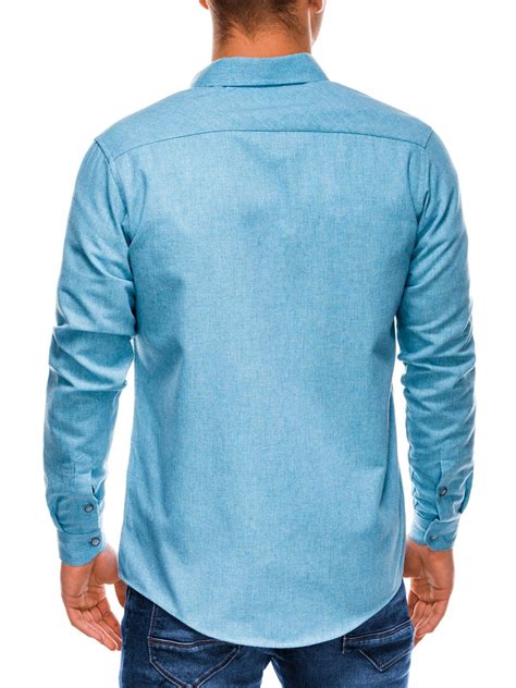 Mens Shirt With Long Sleeves K512 Light Blue Modone Wholesale