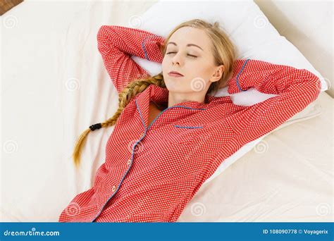 Woman Sleeping In Bed On Back Stock Photo Image Of Sleep Dream