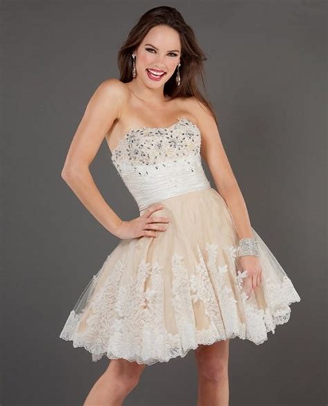 A Line Sweetheart Short Mini Nude Ivory Beaded Party Cocktail Dress