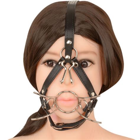 Steel O Ring Spider Open Mouth Ring Gag Head Harness Restraint With