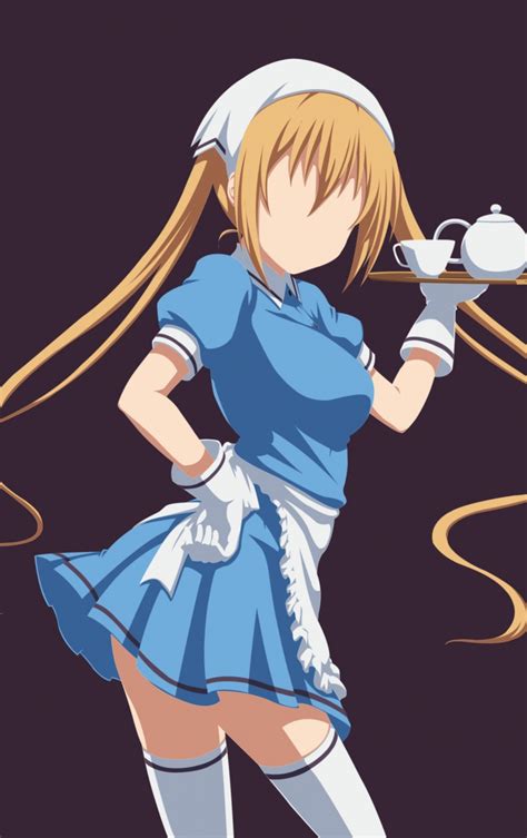 Download Wallpaper 840x1336 Maid Blonde Anime Girl Minimal Kaho