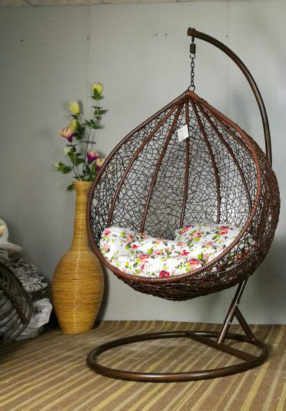 Hanging Swing Chair Adult Modern Jhoola Egg Shape Chocolate Brown
