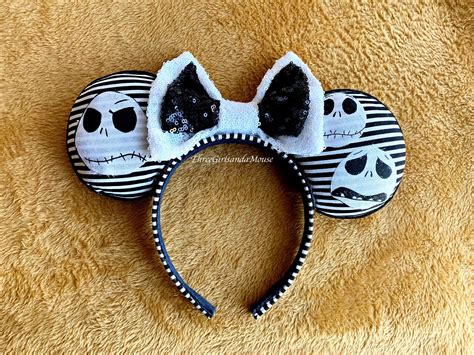 Jack Skellington Ears Minnie Mouse Ears Halloween Mouse Ears Etsy