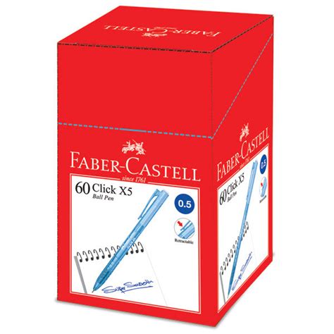 Ball Pen Click X5 Box Of 60 Blue 05 Faber Castell Malaysia