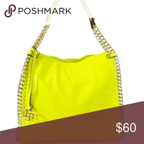 Edged Chainlink Neon Yellow Shoulder Bag Color Neon Yellow Dimensions