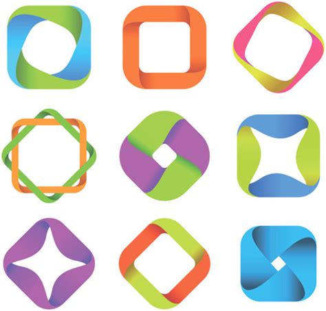 Set Of Colored Abstract Logo Design Elements Vector Vectors Graphic Art