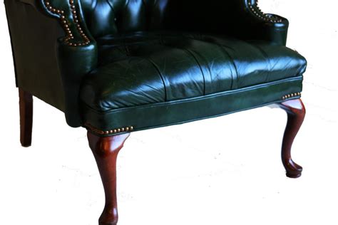 Green Leather Tufted Wing Back Chair Mary Kays Furniture