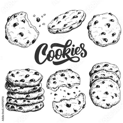 Sketch Ink Graphic Cookies Set Illustration Draft Silhouette Drawing