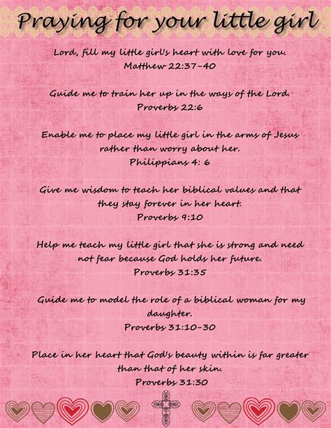 Praying For Your Little Girl Printable Prayers For My Daughter