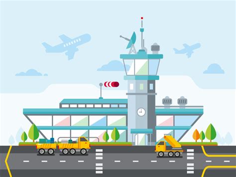 Airport Flat Vector Illustration By Anton Fritsler On Dribbble