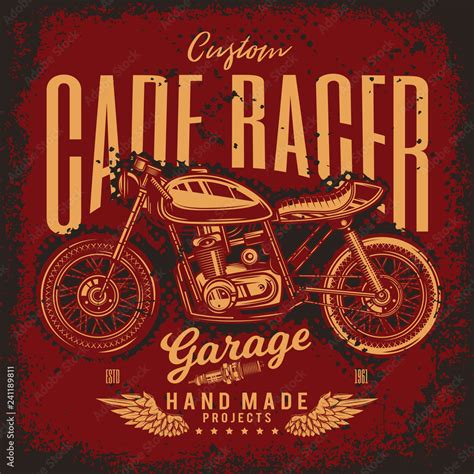 Vintage Cafe Racer Motorcycle Poster Vector Illustration T Shirt