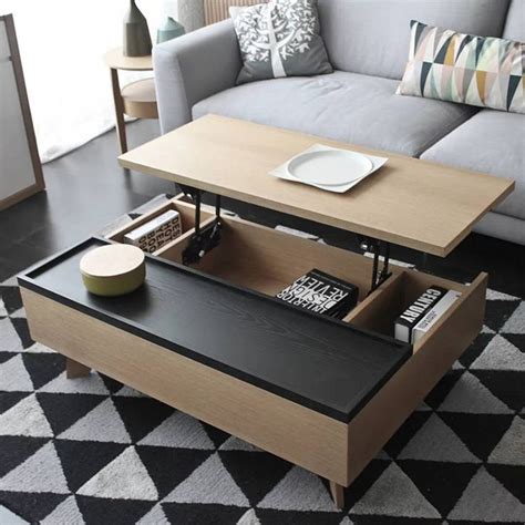 Modern Multifunction Lift Top Wood Coffee Table Stylish In Black And