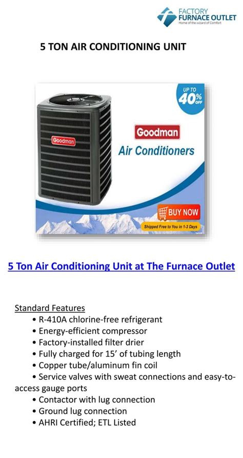 Goodman 5 Ton 16 Seer Air Conditioner Condenser W R410a Refrigerant At