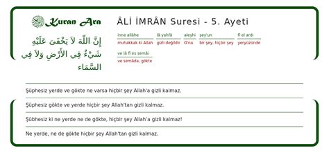 Âlİ İmrÂn Suresi 5 Ayeti