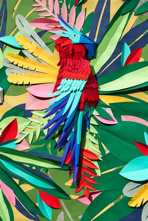Mlle Hipolyte Recreates A Tropical Jungle With Hand Cut Paper Pieces