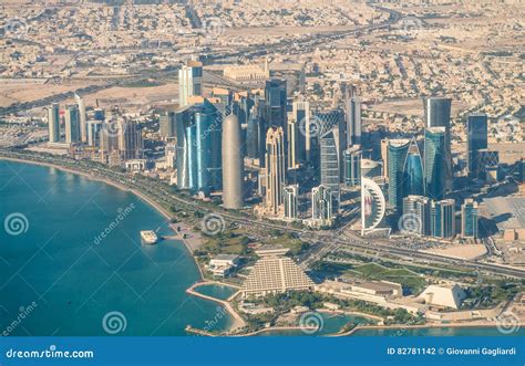 Doha Qatar December 12 2016 Aerial View Of City Skyline Do Stock