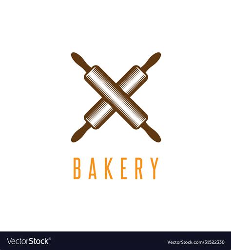 Crossed Rolling Pins Bakery Design Template Vector Image