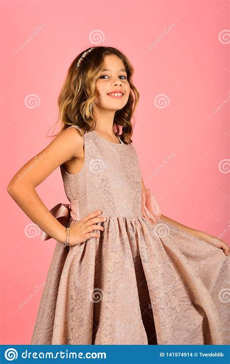 Child Girl In Stylish Glamour Dress Elegance Fashion