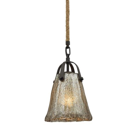Rustic One Light Mini Pendant In Oil Rubbed Bronze From The Handformedglass Collection By Elk