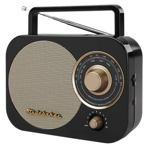 Studebaker Portable AM/FM Radio in Black-SB2000BG - The Home Depot