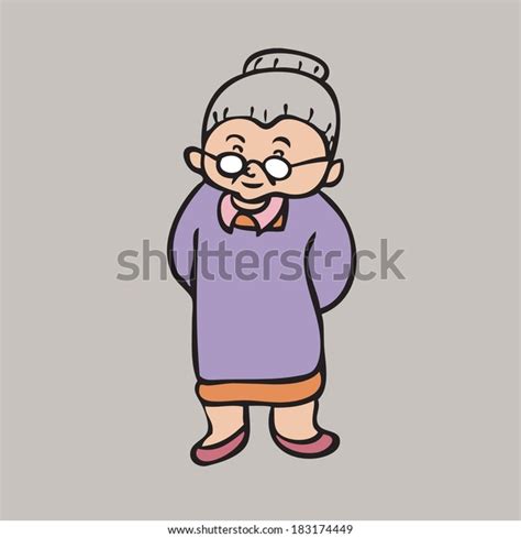 Cartoon Character Asian Grandma Stock Vector Royalty Free 183174449