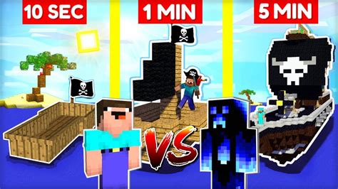 Noob Vs Pro StavÍ PirÁtskÉ LodĚ Za 10 Sec 1 Min 5 Min V Minecraftu