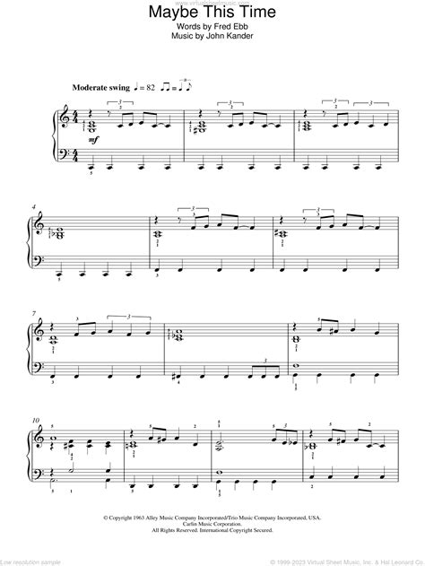 Ebb Maybe This Time From Cabaret Sheet Music Easy For Piano Solo