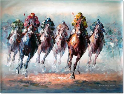 Horse Racing 2 Painting In Oil For Sale