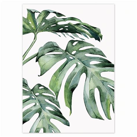 Scandinavian Style Tropical Plants Green Leaves Poster Etsy Leaf