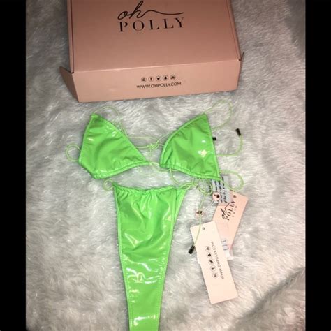 oh polly swim oh polly green vinyl bikini brand new with tags poshmark