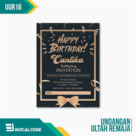 Jual UUR16 Kartu Undangan Ulang Tahun Birthday Invitation Remaja Sweet