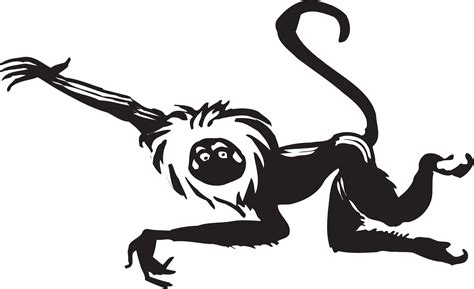 Leaping Black Monkey Drawing Free Image Download