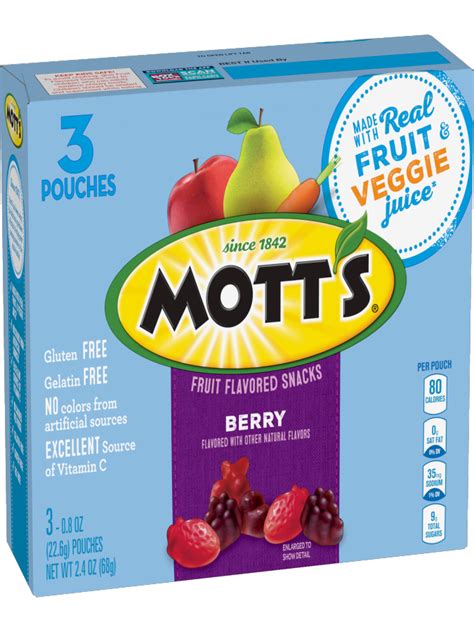 Motts Berry Fruit Snacks Nutrition Runners High Nutrition