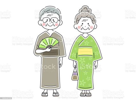 Yukata Couple Stock Illustration Download Image Now Kimono Senior