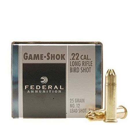Federal Game Shok 22 Lr 25 Grain No 12 Bird Shot 50 Rounds Box Ammo