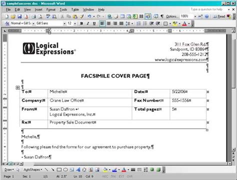 Find out what re really stands for and what the heck a cc is. Create a Fax Cover Sheet in Word - Susan C. Daffron