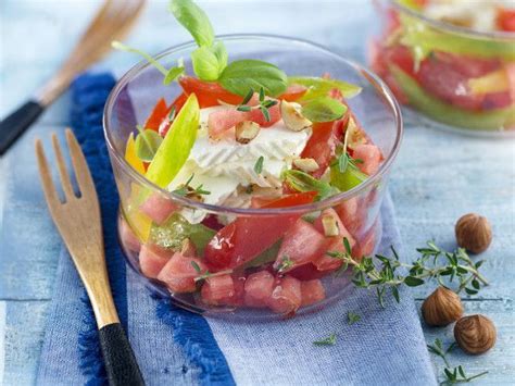Recette Salade de tomate et pastèque au fromage frais Recette au