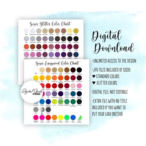 Siser® Standard And Glitter Color Chart Bundle Etsy