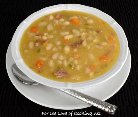 Mash up some of the beans to thicken the soup, then stir in diced ham. Slow Simmered White Bean and Ham Soup | For the Love of ...