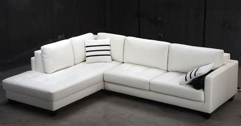 Contemporary White L Shaped Leather Sectional Sofa Modern