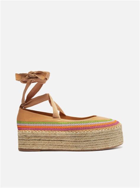 Espadrille Nude Couro Flatform Color Arezzo