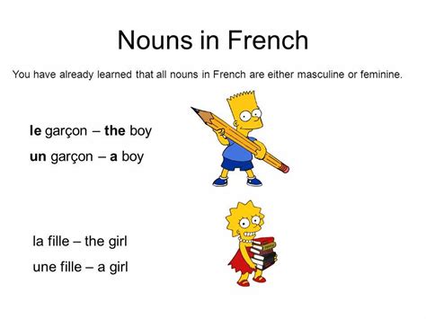French Masculine And Feminine Nouns تعليم اللغة الفرنسية