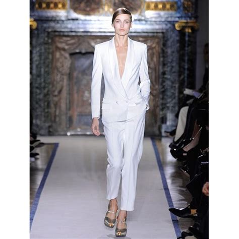 Custom White Trouser Suit Double Breasted Women Business