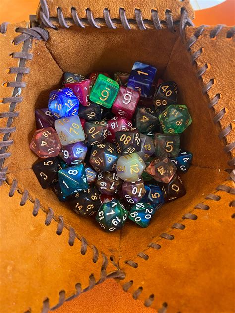 D20 Dice Bag With Leather Lining Etsy