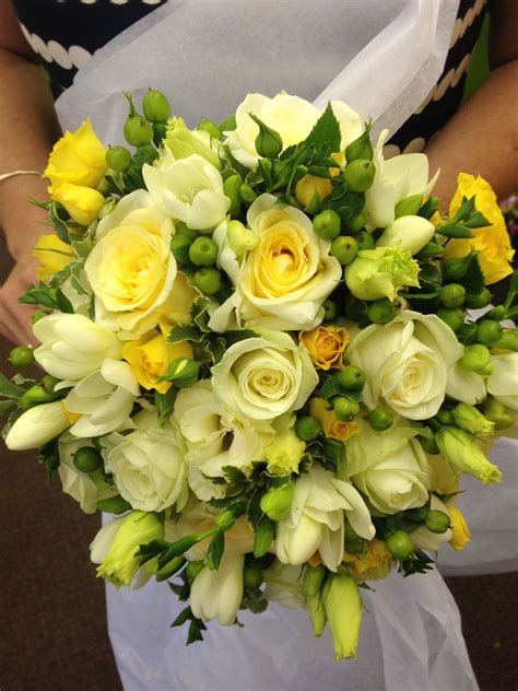 Stunning Bridal Bouquet Including Yellow Roses Lisianthus And