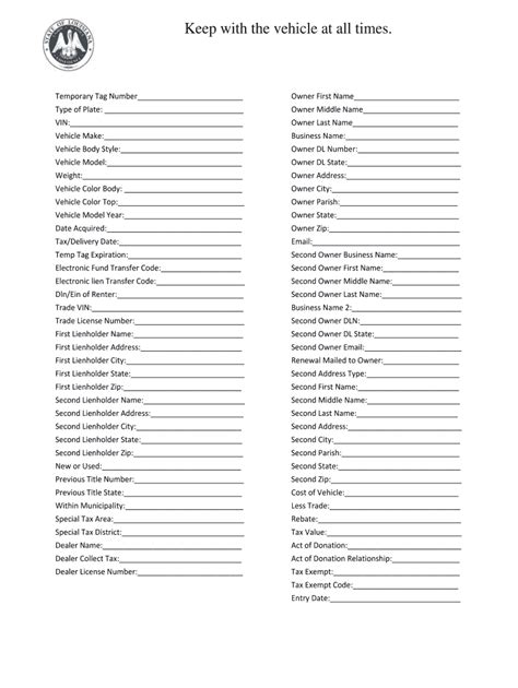 Printable Temporary License Plate Louisiana Fill Out And Sign Online