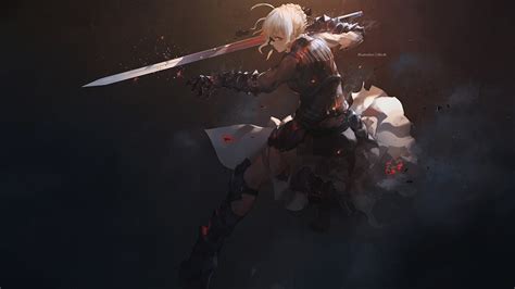 Photo Fate Stay Night Swords Blonde Girl Warriors Saber 1920x1080